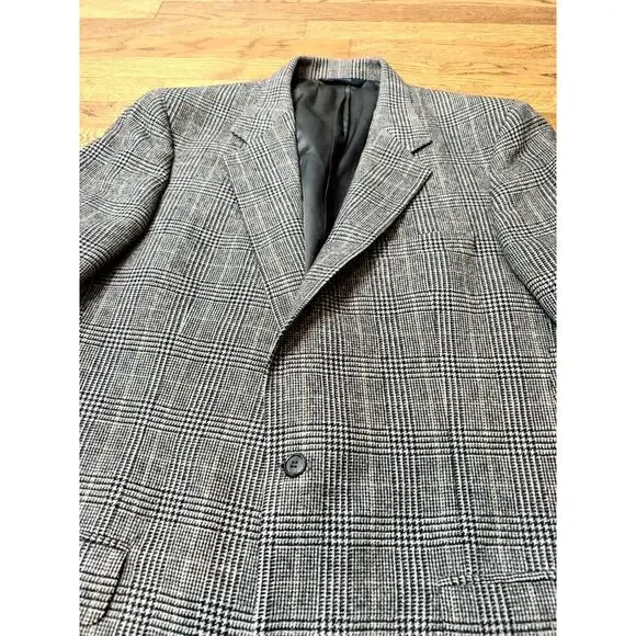 VTG Brooks Brothers EST 100% camel Hair hounds tooth check sport coat 42 XL